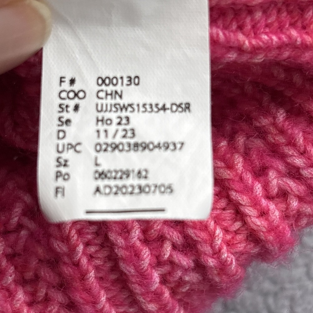 Jessica Simpson Ribbed Knit Cropped Mock Neck Sweater – Women's Size L– Hot Pink - Picture 11 of 13